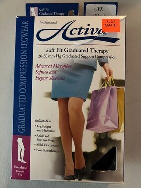 Ativa XL Black Graduated Compression Pantyhose NW original biz